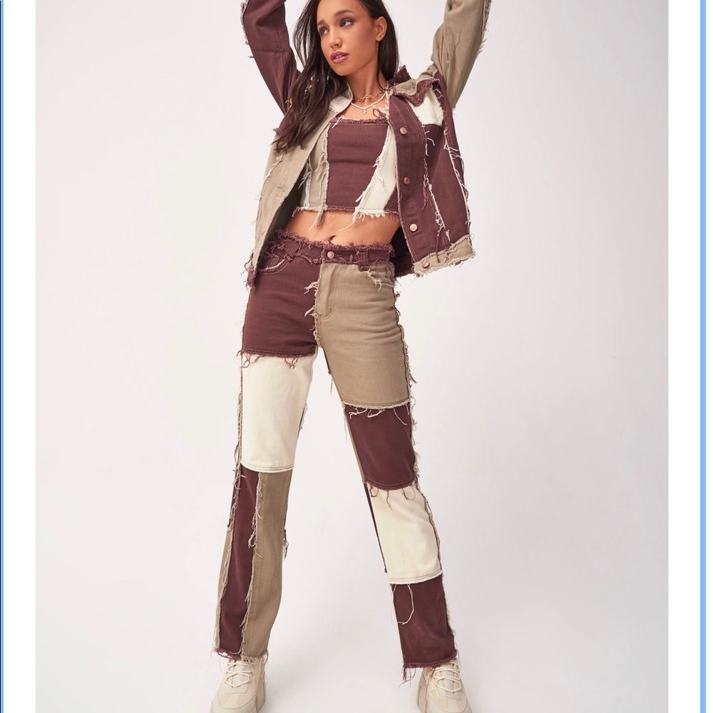 Jaded London Brown Patchwork distressed jeans 26